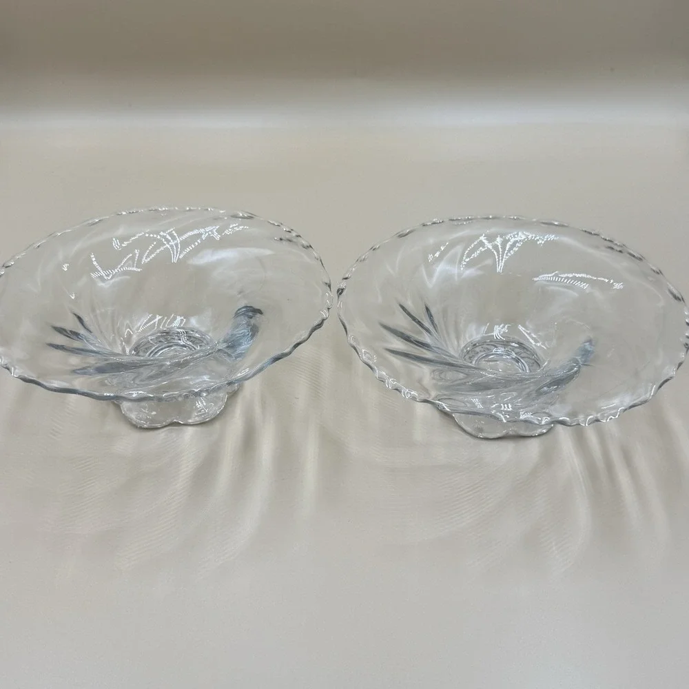 Heisey Waverly Peg Nappy Scalloped Candle Holders Lot Of 2 Crystal Vintage 1950s
